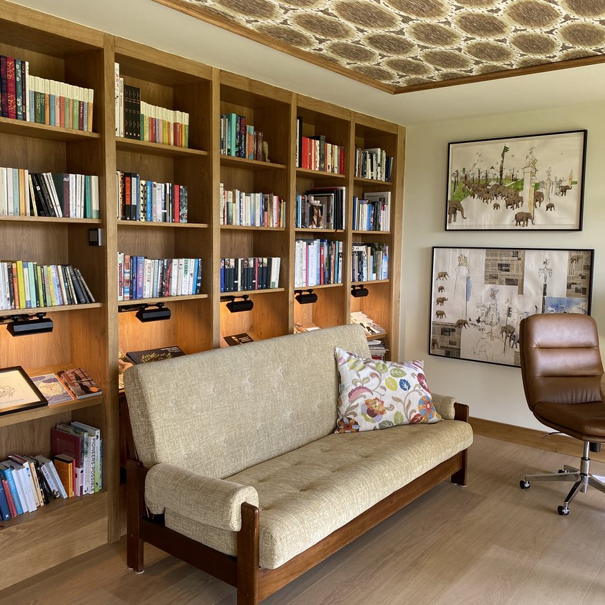 Bespoke library unit made from Solid Oak with led lighting incorporated