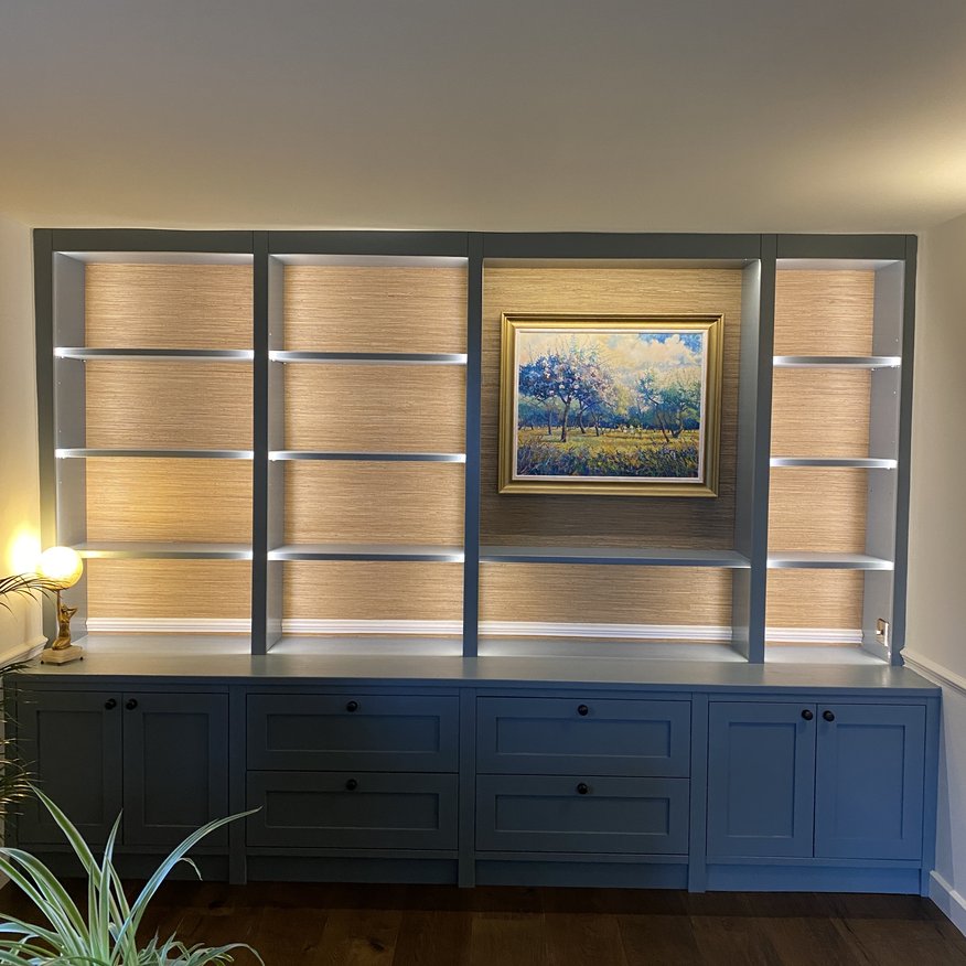 Bespoke media unit/ shelving with drawers