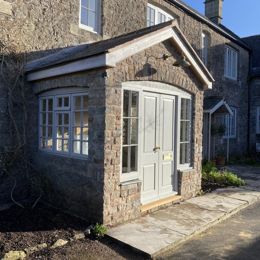 Bespoke door made from accoya and painted with Little Greene paint